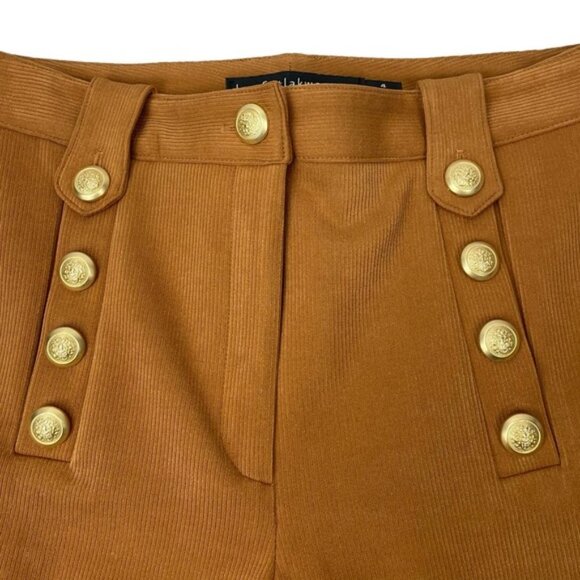 IRIS SETLAWKE Corduroy Crop Flared Sailor Pant Sz 4 Cognac - Picture 5 of 7